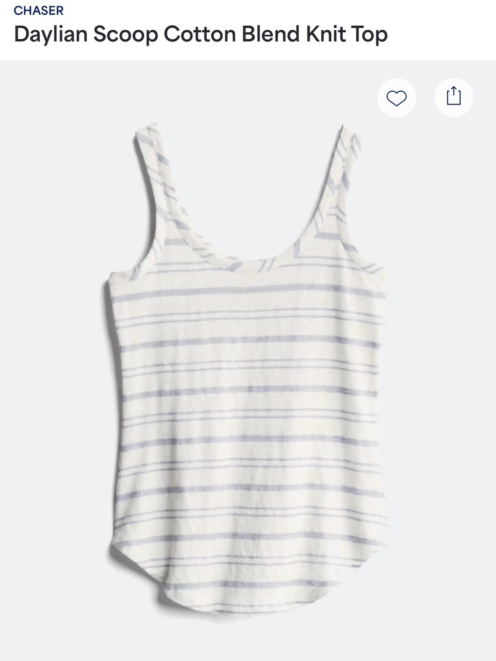Chaser White Tank Top with Light Gray Stripes